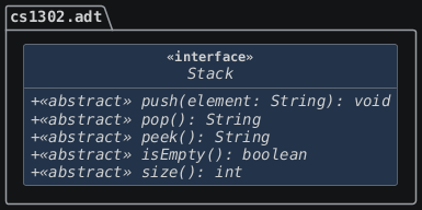 hide circle
hide empty members
set namespaceSeparator none
skinparam classAttributeIconSize 0
skinparam genericDisplay old
skinparam defaultFontName monospaced
skinparam defaultFontStyle bold
!includesub stack.common.puml!STACK
