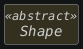 hide circle
hide empty members
set namespaceSeparator none
skinparam classAttributeIconSize 0
skinparam genericDisplay old
skinparam defaultFontName monospaced
skinparam defaultFontStyle bold
abstract class Shape << abstract >> {}